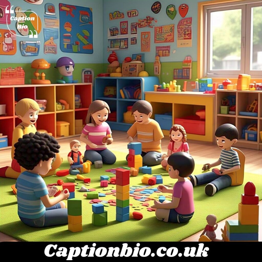 Creative Caption for Kids Playing with Toys