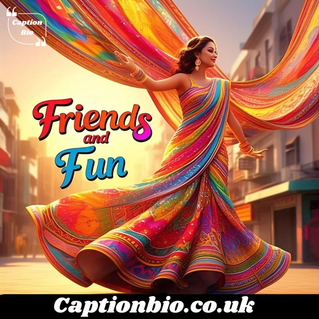 Playful Saree Captions For Friends and Fun