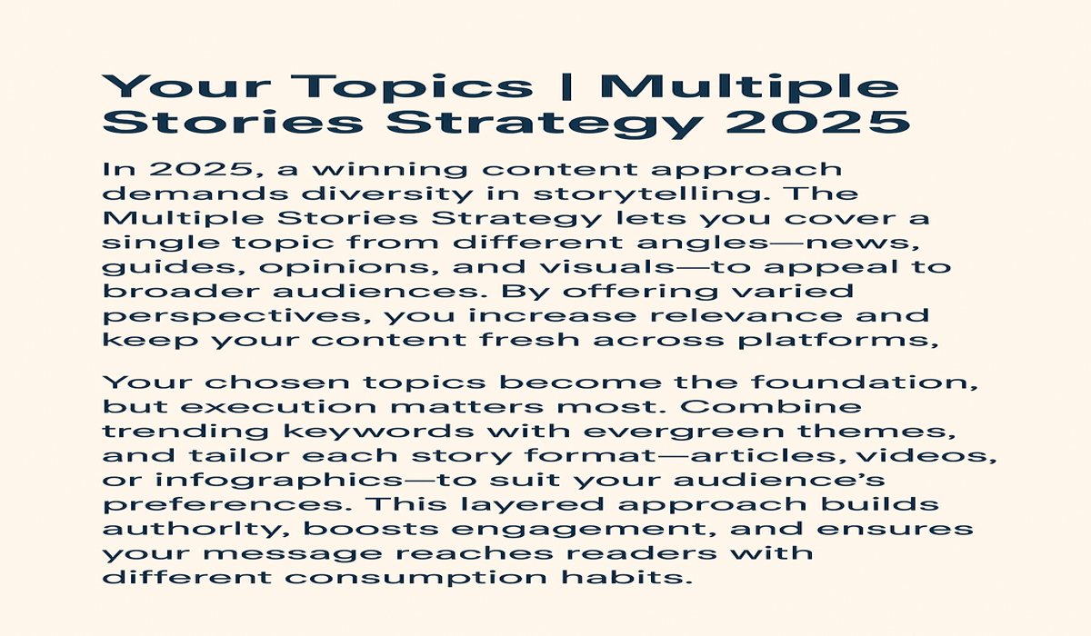 Your Topics | Multiple Stories Strategy 2025