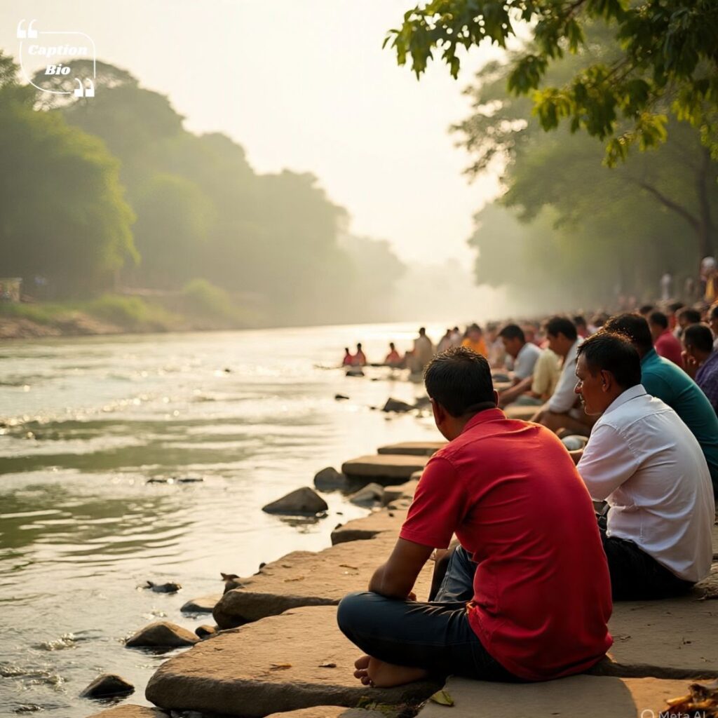 🍃 Nature’s Peace Ganga River Captions 🌊🕊️